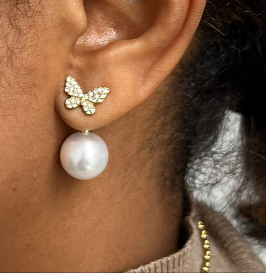 Boucles d’oreilles Pendantes Perles & Papillons