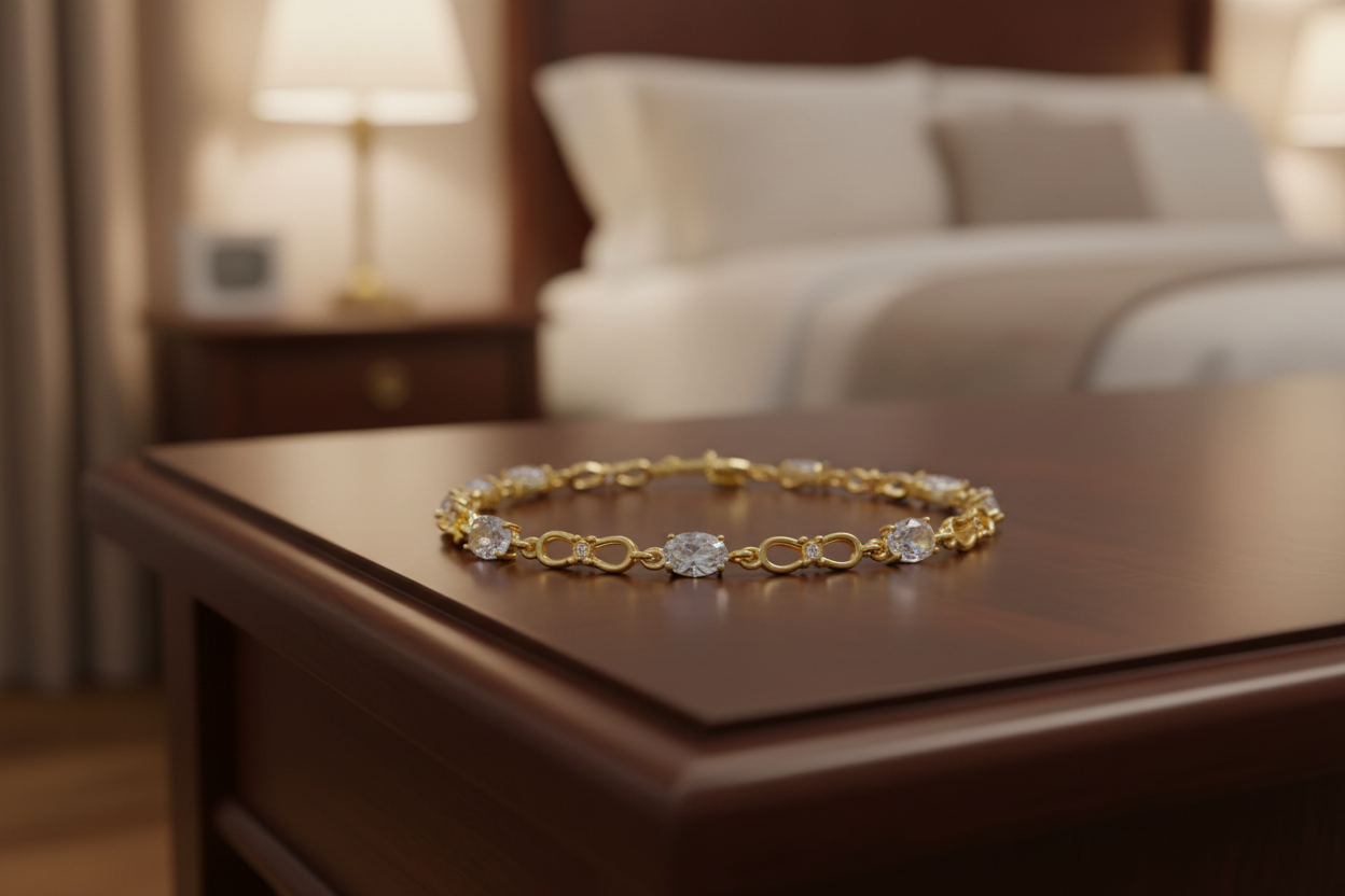 Bracelet Plaqué Or 18 carats orné de pierres.