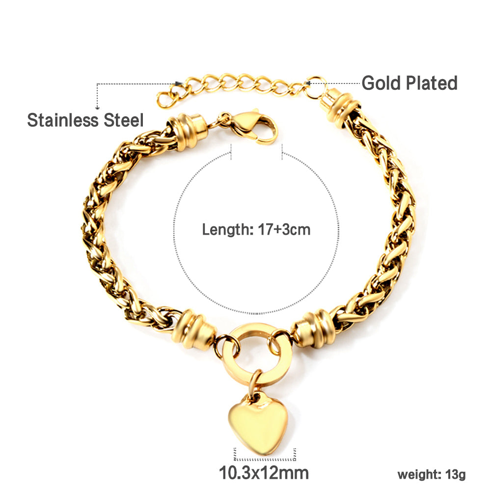 Bracelet en acier inoxydable avec un coeur Jessica
