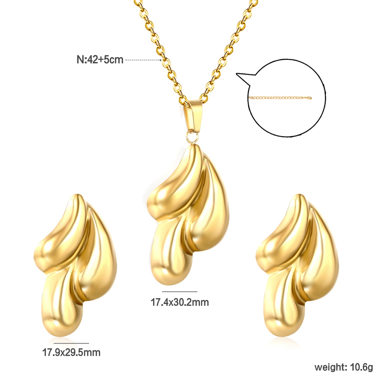 Ensemble Boucles d’oreilles et chaînette en acier inoxydable