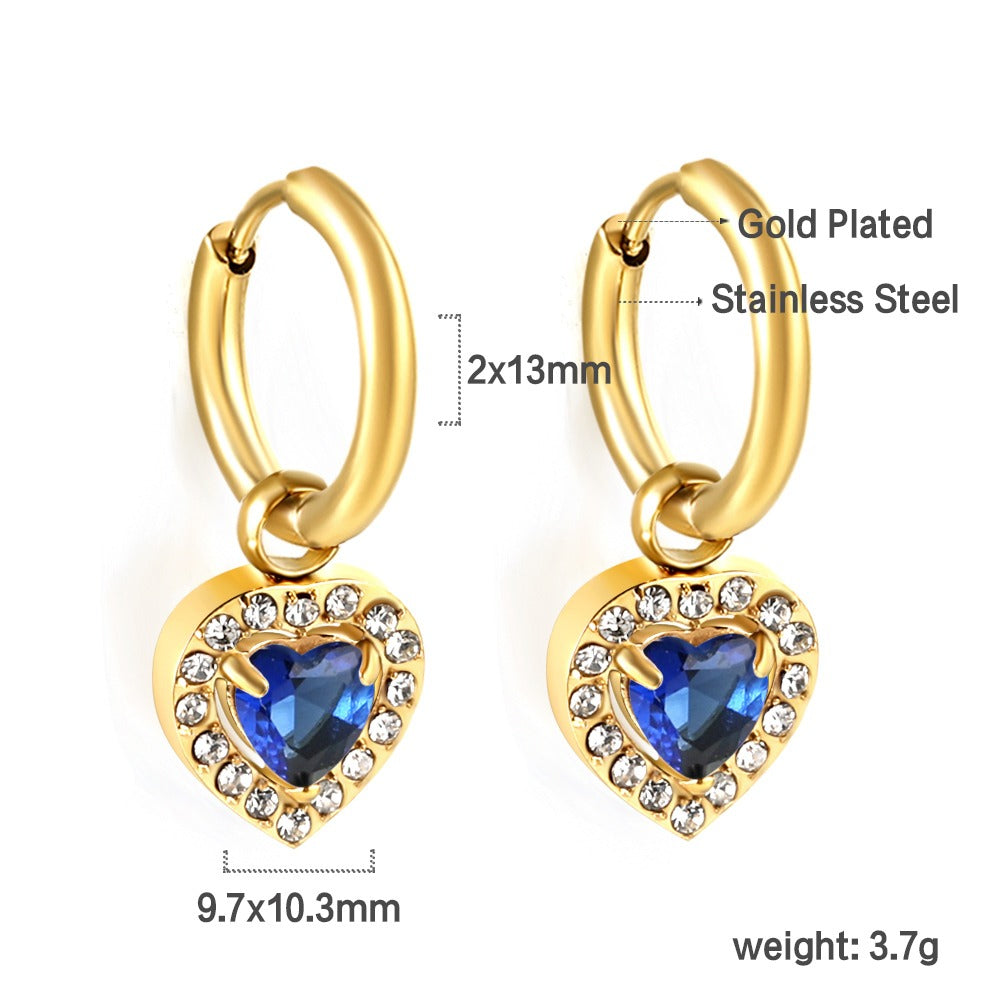 Boucles d’oreilles Créoles Coeur vert ou coeur bleu