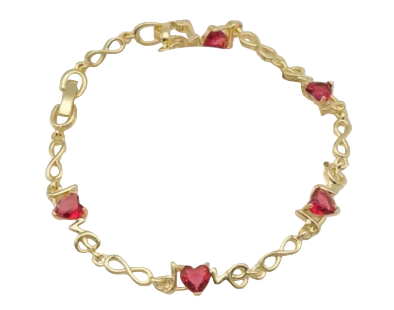 Bracelet Plaqué Or 18 carats avec coeur rouge