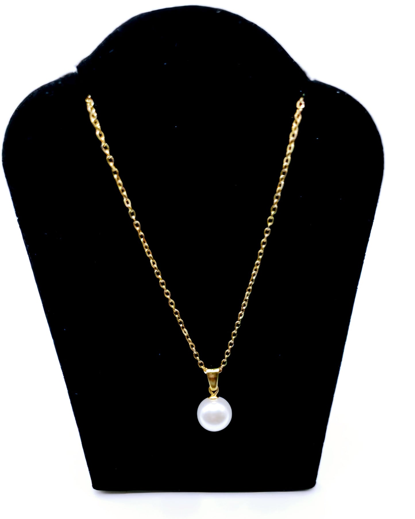 Ensemble Boucles d’oreilles et chaînette en acier inoxydable Perles blanches élégantes