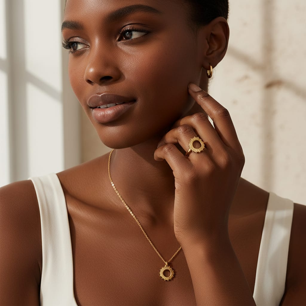 Bague en acier inoxydable Soleil