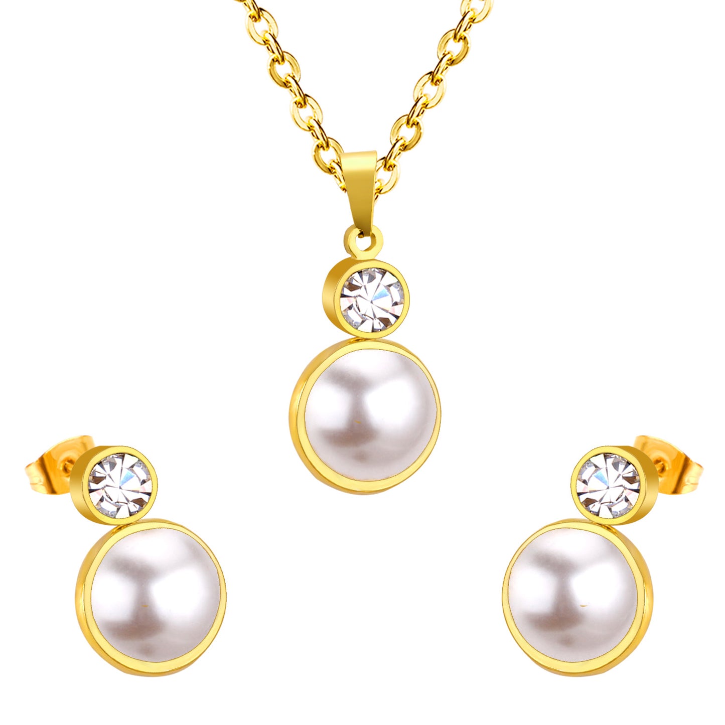 Ensemble Boucles d’oreilles et chaînette en acier inoxydable