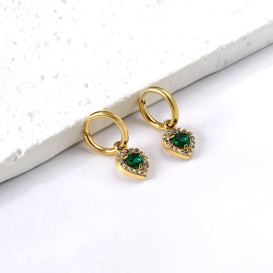 Boucles d’oreilles Créoles Coeur vert ou coeur bleu