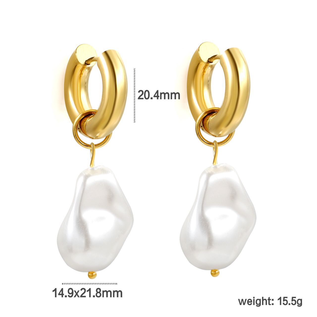 Boucles d’oreilles avec Grandes Perles blanches élégance.