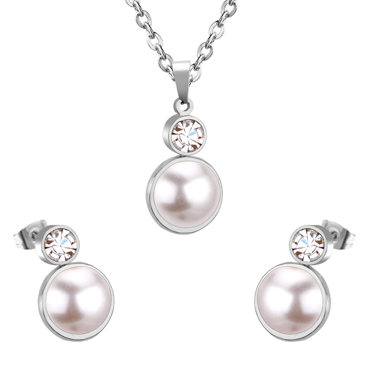 Ensemble Boucles d’oreilles et chaînette en acier inoxydable