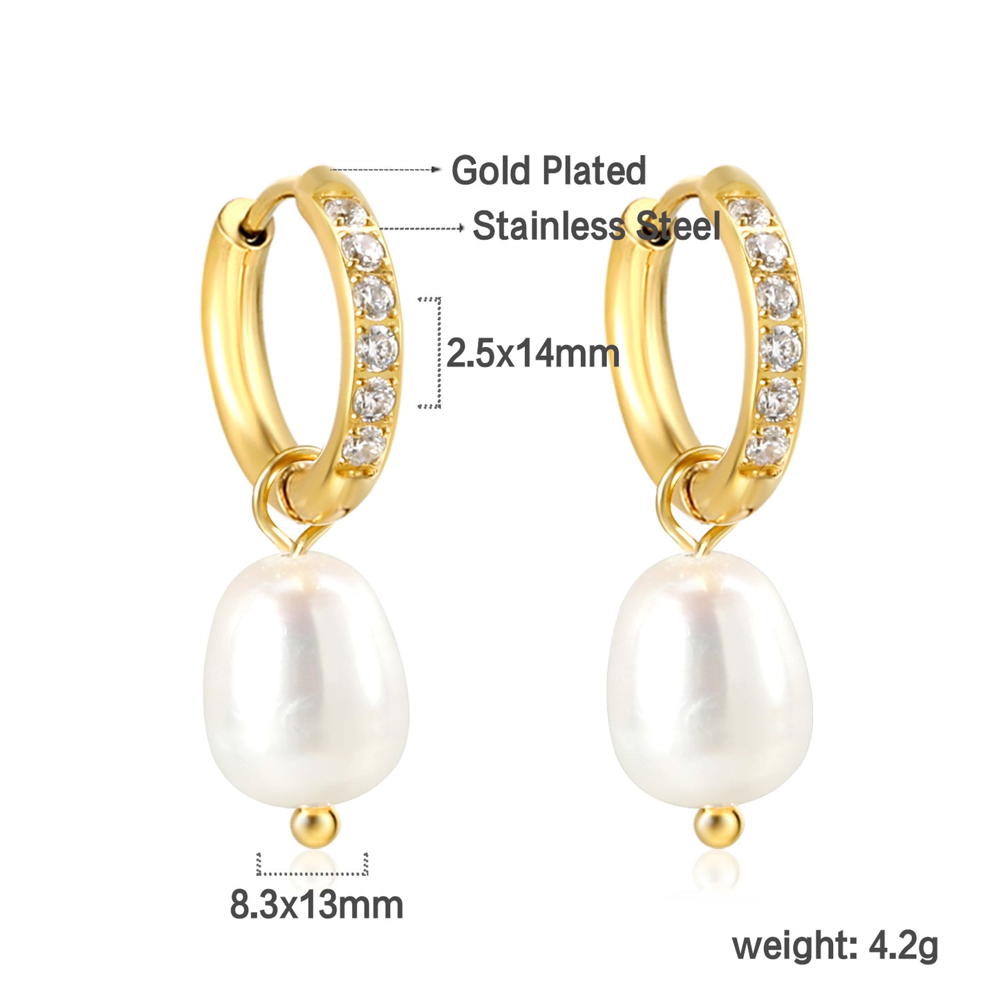 Boucles d’oreilles Créoles Perles assortis de petites pierres fines.