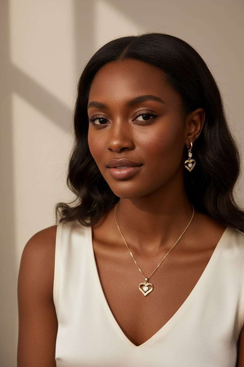 Ensemble Boucles d’oreilles et chaînette Sweetheart