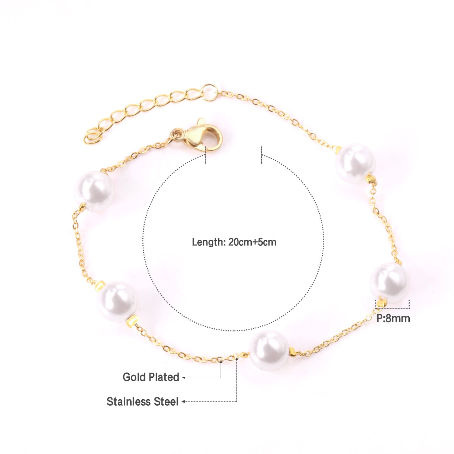 Bracelet en acier inoxydable assorti de perles Joana